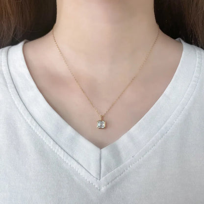 1.06 ct Minimalist Princess-Cut Lab-Grown Diamond Necklace in 18K Yellow Gold