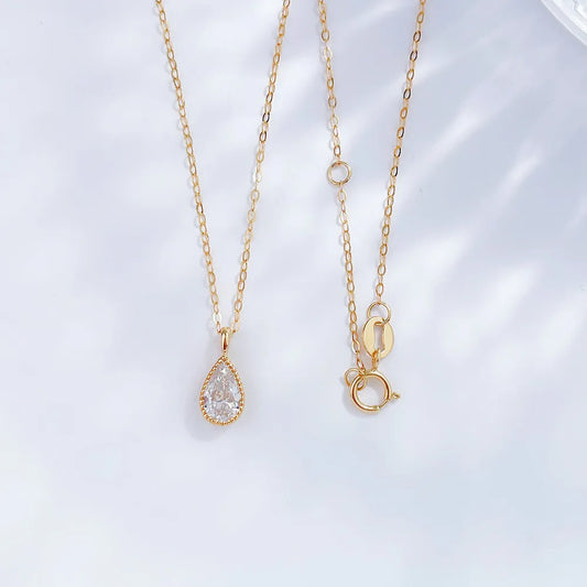 0.54 ct Minimalist Pear-Cut Lab-Grown Diamond Necklace in 18K Yellow Gold
