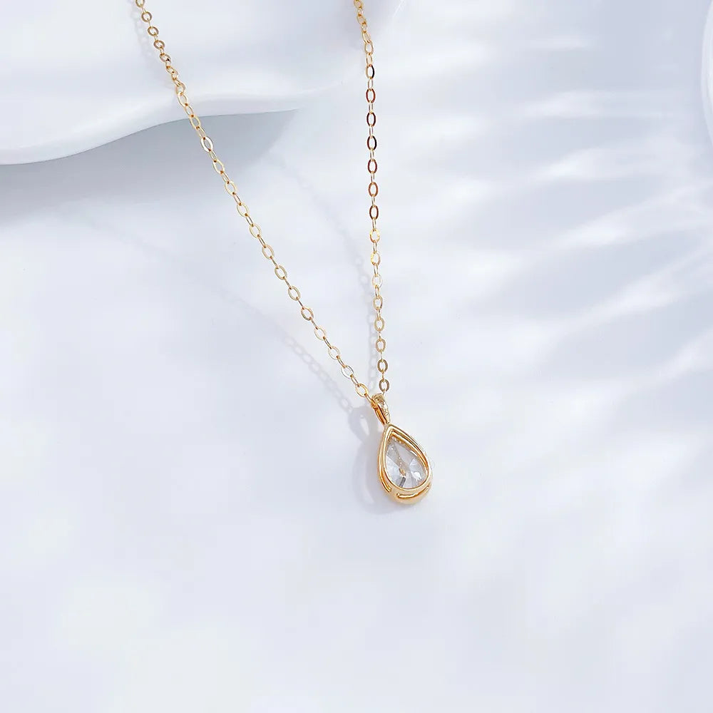 0.54 ct Minimalist Pear-Cut Lab-Grown Diamond Necklace in 18K Yellow Gold