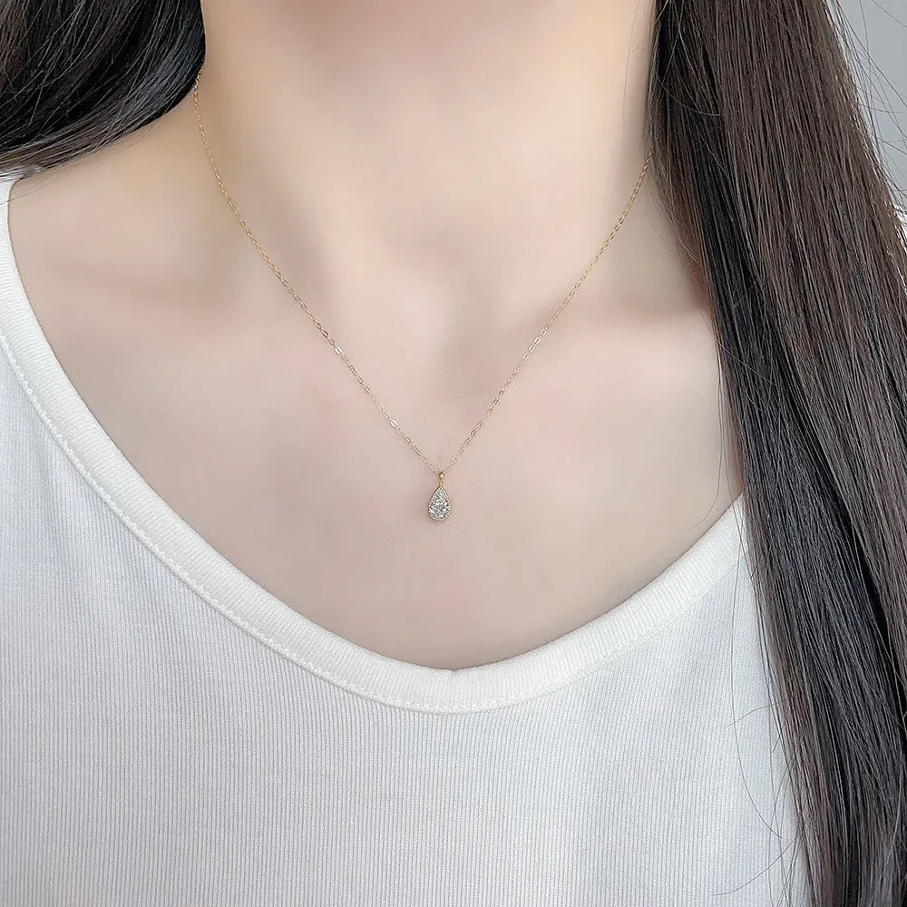 0.54 ct Minimalist Pear-Cut Lab-Grown Diamond Necklace in 18K Yellow Gold