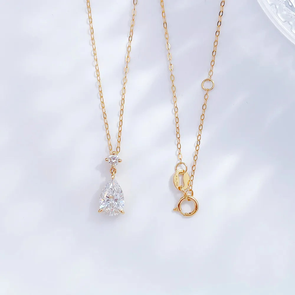 1.04 ct Minimalist Pear-Cut Lab-Grown Diamond Pendant Necklace in 18K Yellow Gold