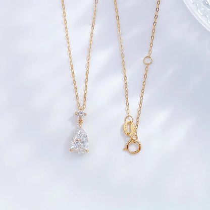 1.04 ct Minimalist Pear-Cut Lab-Grown Diamond Pendant Necklace in 18K Yellow Gold