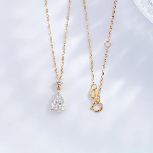 1.04 ct Minimalist Pear-Cut Lab-Grown Diamond Pendant Necklace in 18K Yellow Gold
