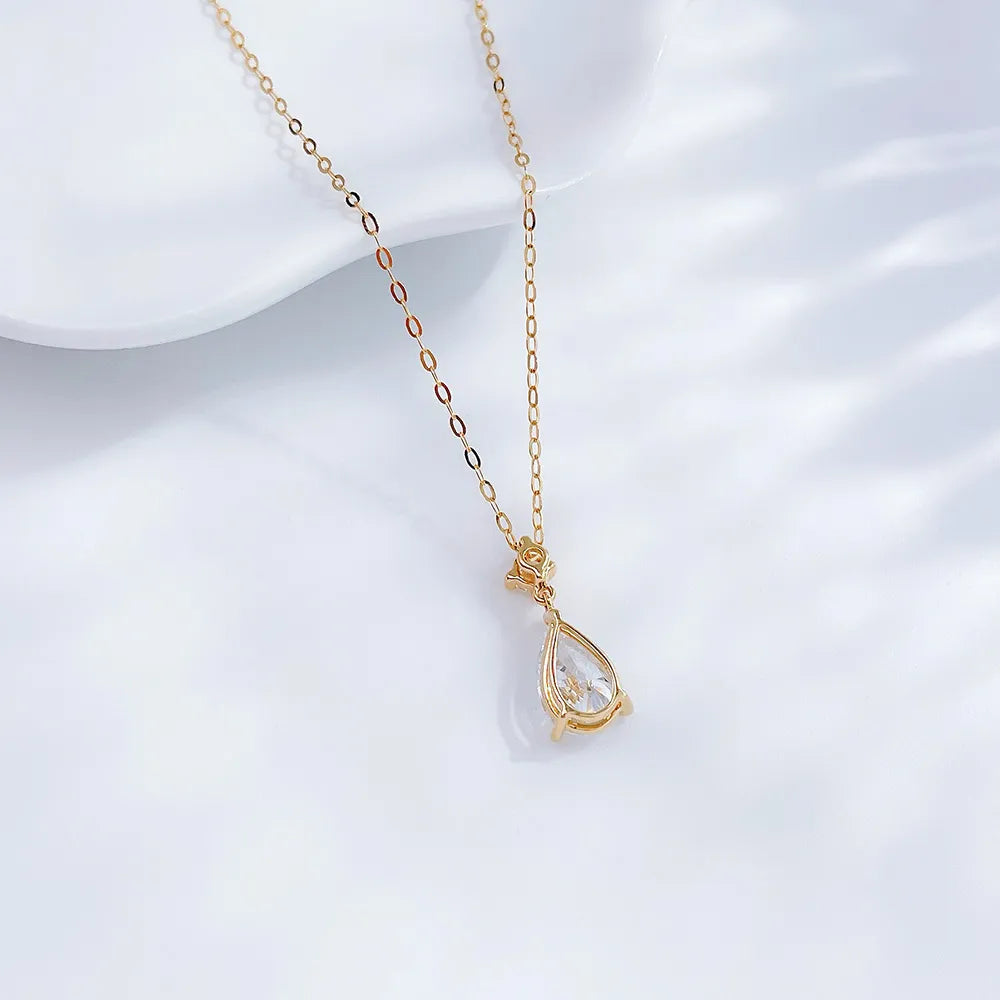 1.04 ct Minimalist Pear-Cut Lab-Grown Diamond Pendant Necklace in 18K Yellow Gold