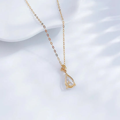 1.04 ct Minimalist Pear-Cut Lab-Grown Diamond Pendant Necklace in 18K Yellow Gold