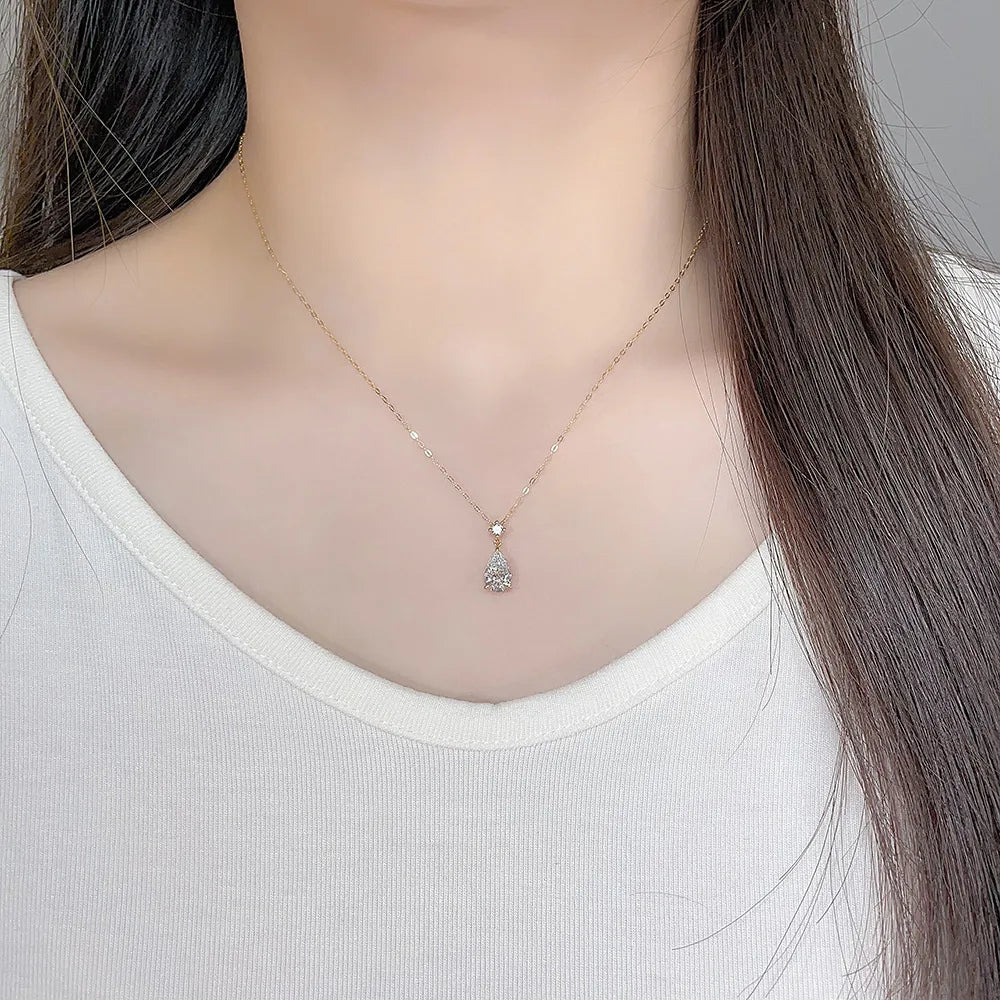 1.04 ct Minimalist Pear-Cut Lab-Grown Diamond Pendant Necklace in 18K Yellow Gold