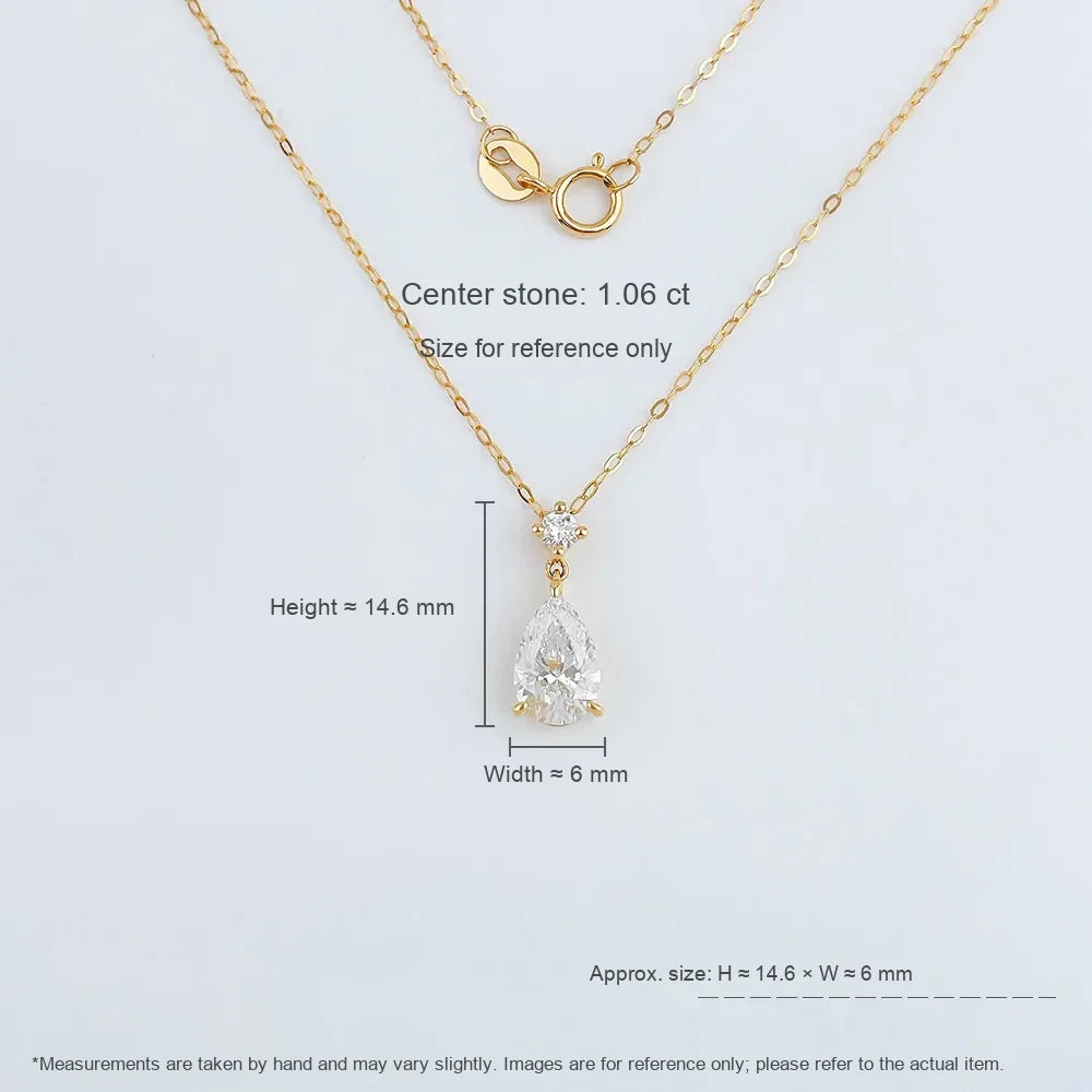 1.04 ct Minimalist Pear-Cut Lab-Grown Diamond Pendant Necklace in 18K Yellow Gold