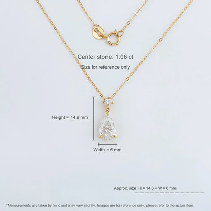 1.04 ct Minimalist Pear-Cut Lab-Grown Diamond Pendant Necklace in 18K Yellow Gold