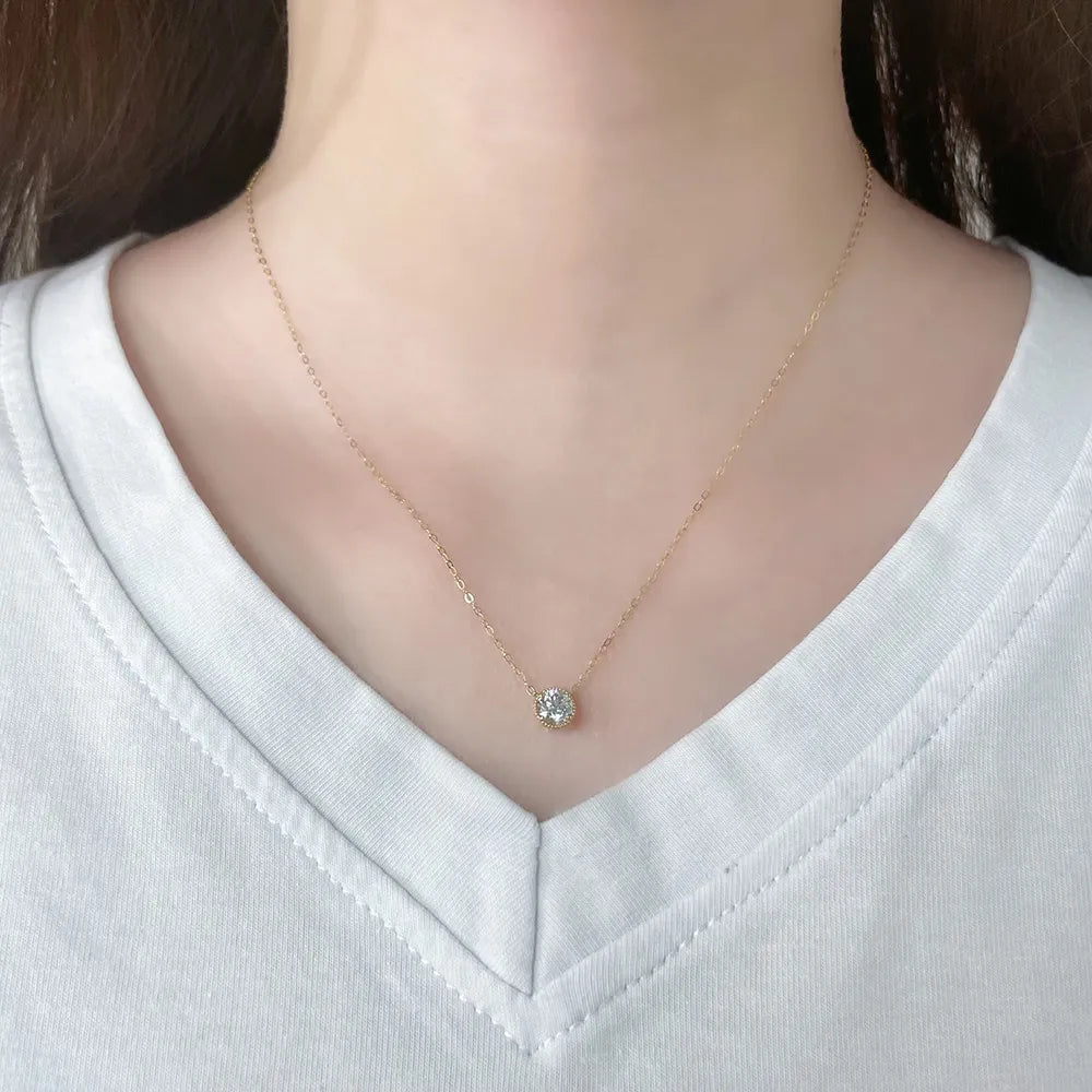 0.51 ct Minimalist Round-Cut Lab-Grown Diamond Necklace in 18K Yellow Gold – APYN0068-Y