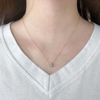 0.51 ct Minimalist Round-Cut Lab-Grown Diamond Necklace in 18K Yellow Gold – APYN0068-Y