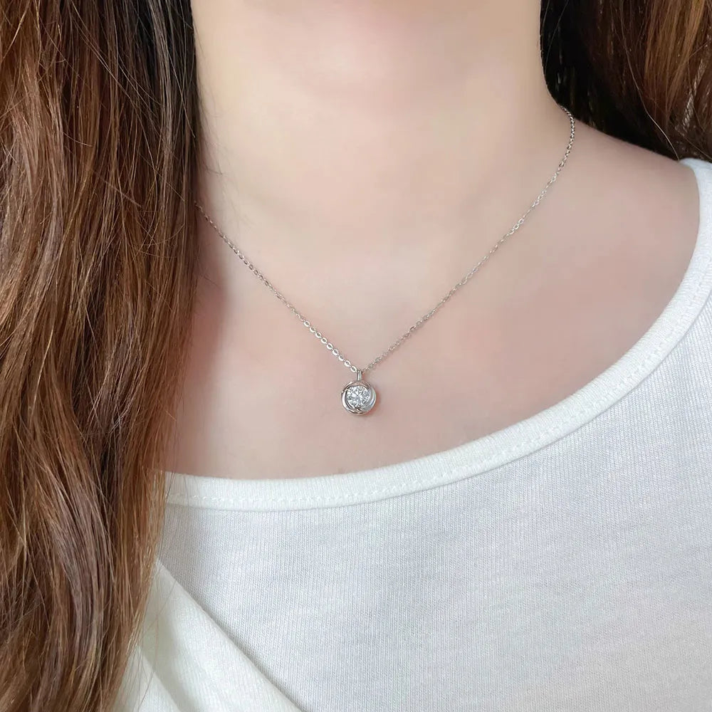 0.51 ct Celestial Adjustable Round-Cut Lab-Grown Diamond Necklace in 925 Sterling Silver