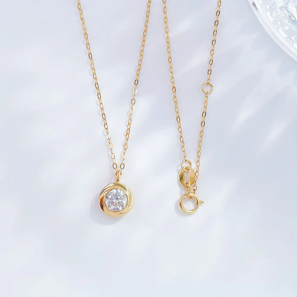 0.51 ct Minimalist Round-Cut Lab-Grown Diamond Necklace in 18K Yellow Gold – APYN0069-Y