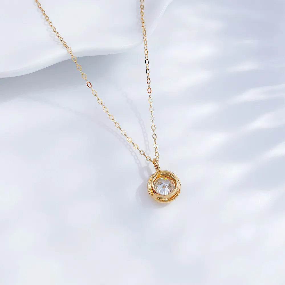 0.51 ct Minimalist Round-Cut Lab-Grown Diamond Necklace in 18K Yellow Gold – APYN0069-Y