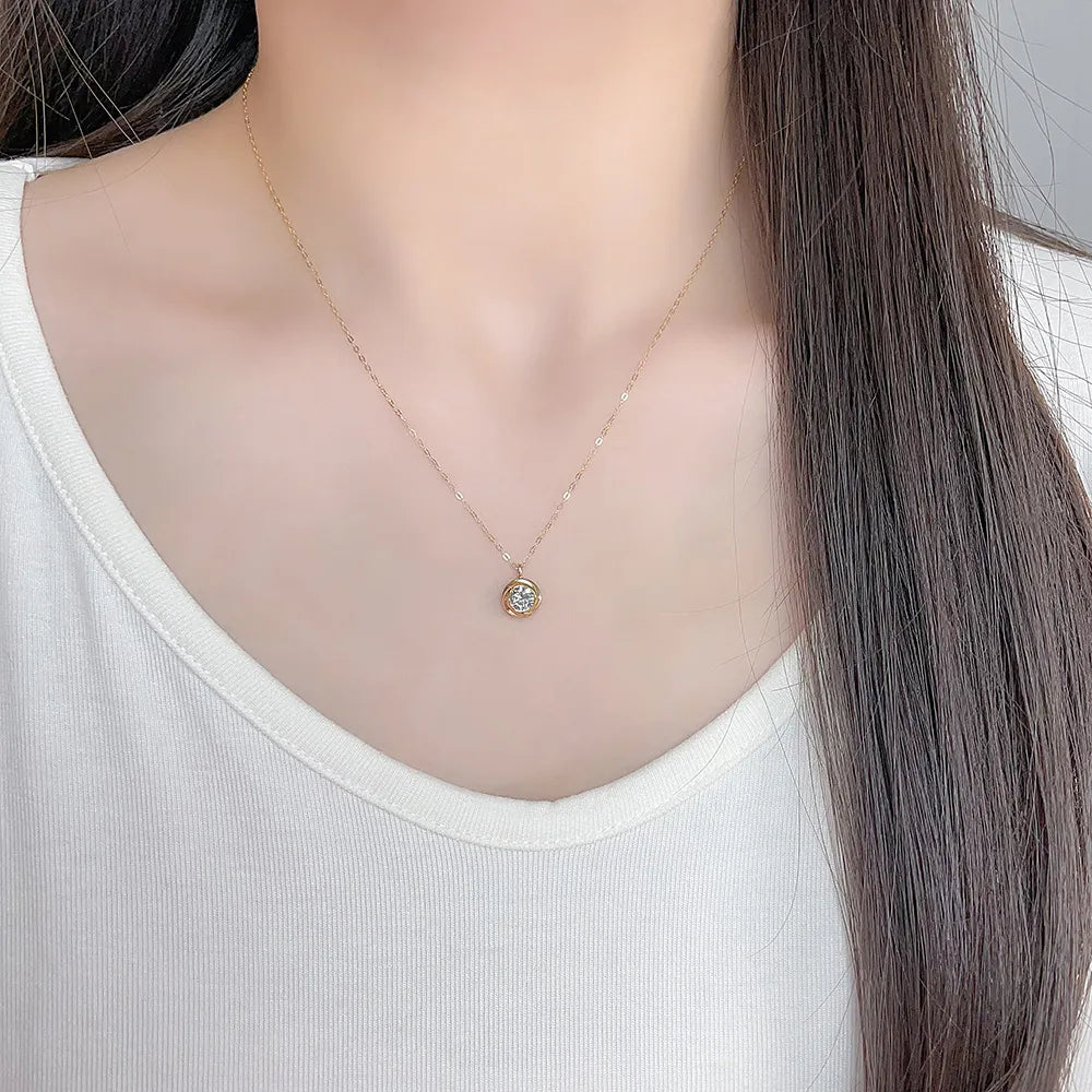 0.51 ct Minimalist Round-Cut Lab-Grown Diamond Necklace in 18K Yellow Gold – APYN0069-Y