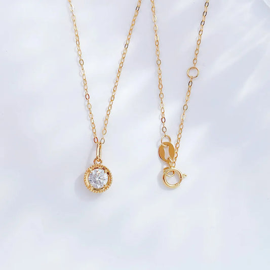 0.36 ct Minimalist Round-Cut Lab-Grown Diamond Necklace in 18K Yellow Gold – APYN0071-Y
