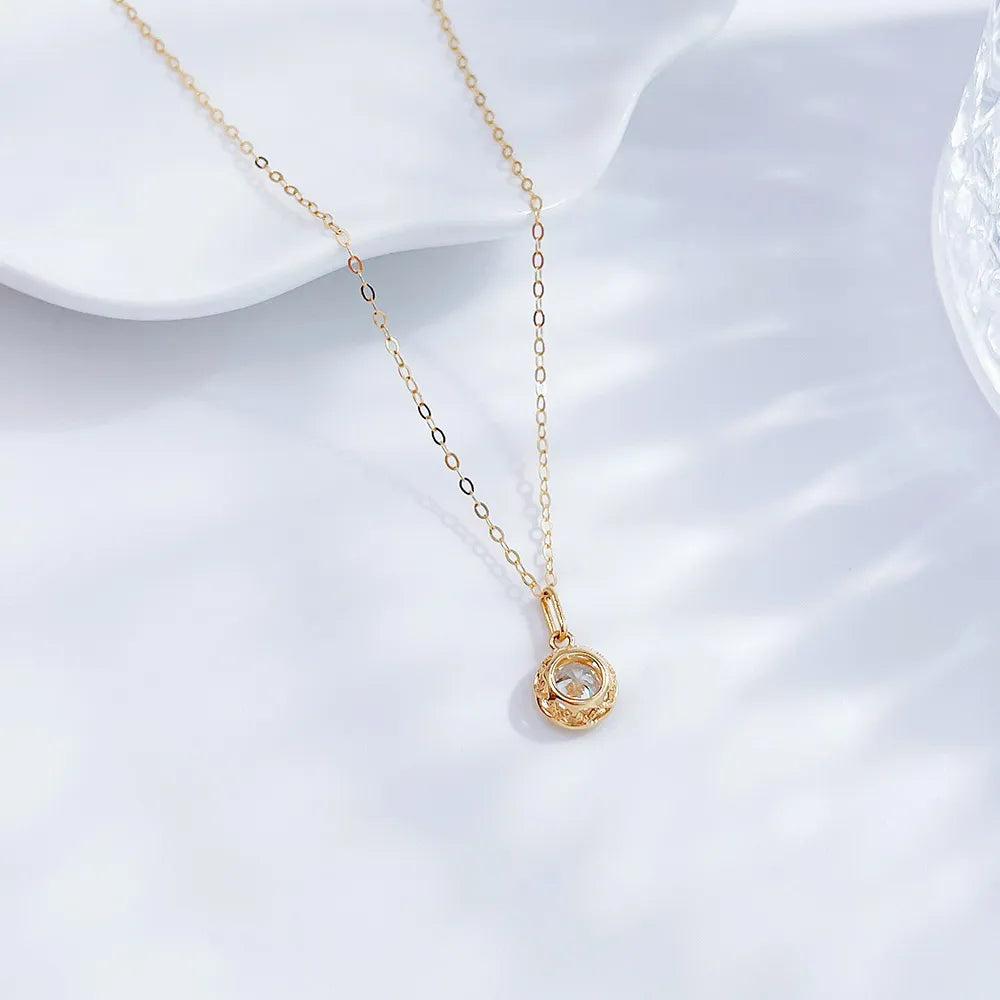 0.36 ct Minimalist Round-Cut Lab-Grown Diamond Necklace in 18K Yellow Gold – APYN0071-Y