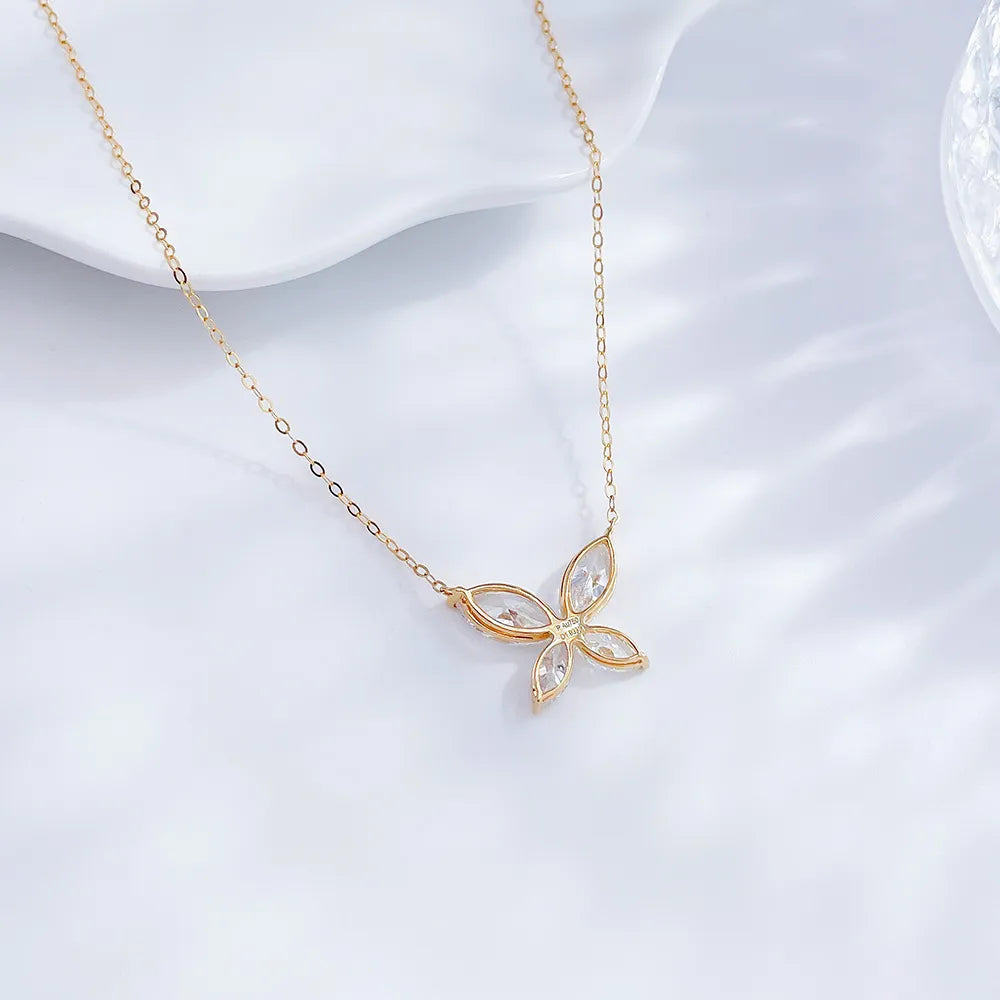 2.2 ctw Botanical Mixed-Cut Lab-Grown Diamond Necklace in 18K Yellow Gold