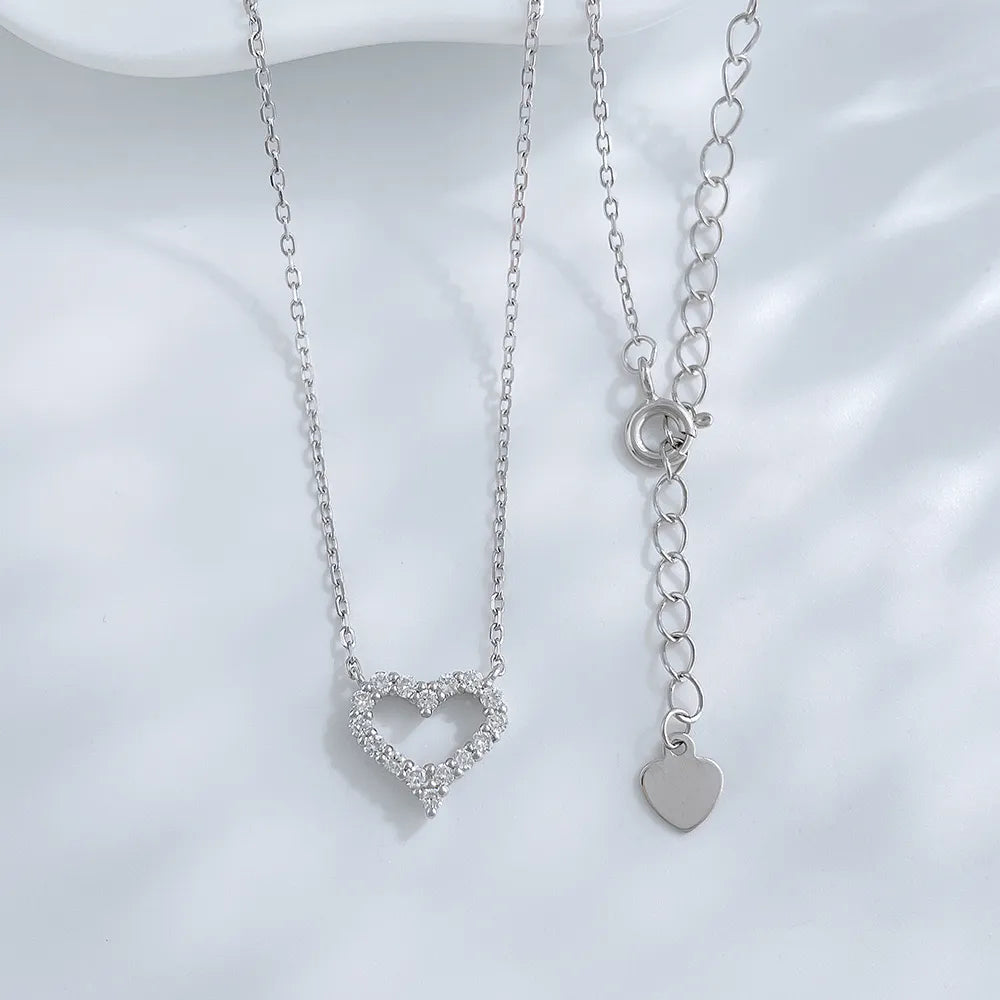 0.3 ctw Celestial Adjustable Heart-Cut Lab-Grown Diamond Necklace in 925 Sterling Silver