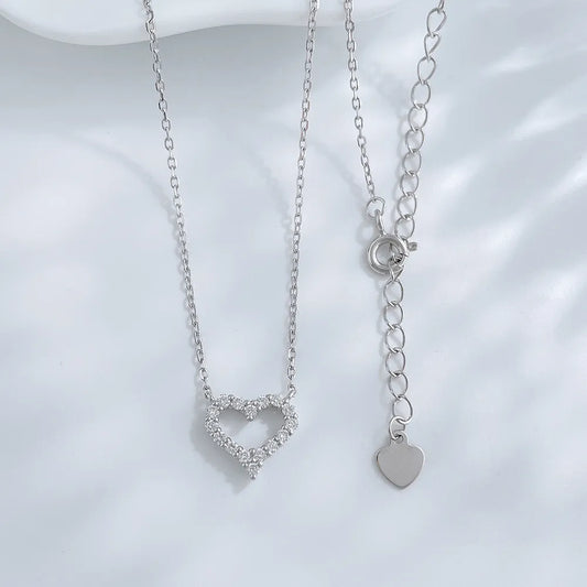 0.3 ctw Celestial Adjustable Heart-Cut Lab-Grown Diamond Necklace in 925 Sterling Silver
