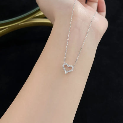 0.3 ctw Celestial Adjustable Heart-Cut Lab-Grown Diamond Necklace in 925 Sterling Silver