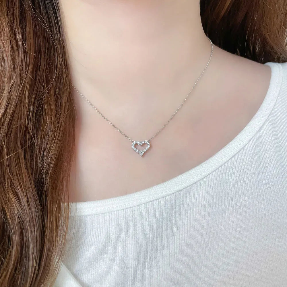 0.3 ctw Celestial Adjustable Heart-Cut Lab-Grown Diamond Necklace in 925 Sterling Silver