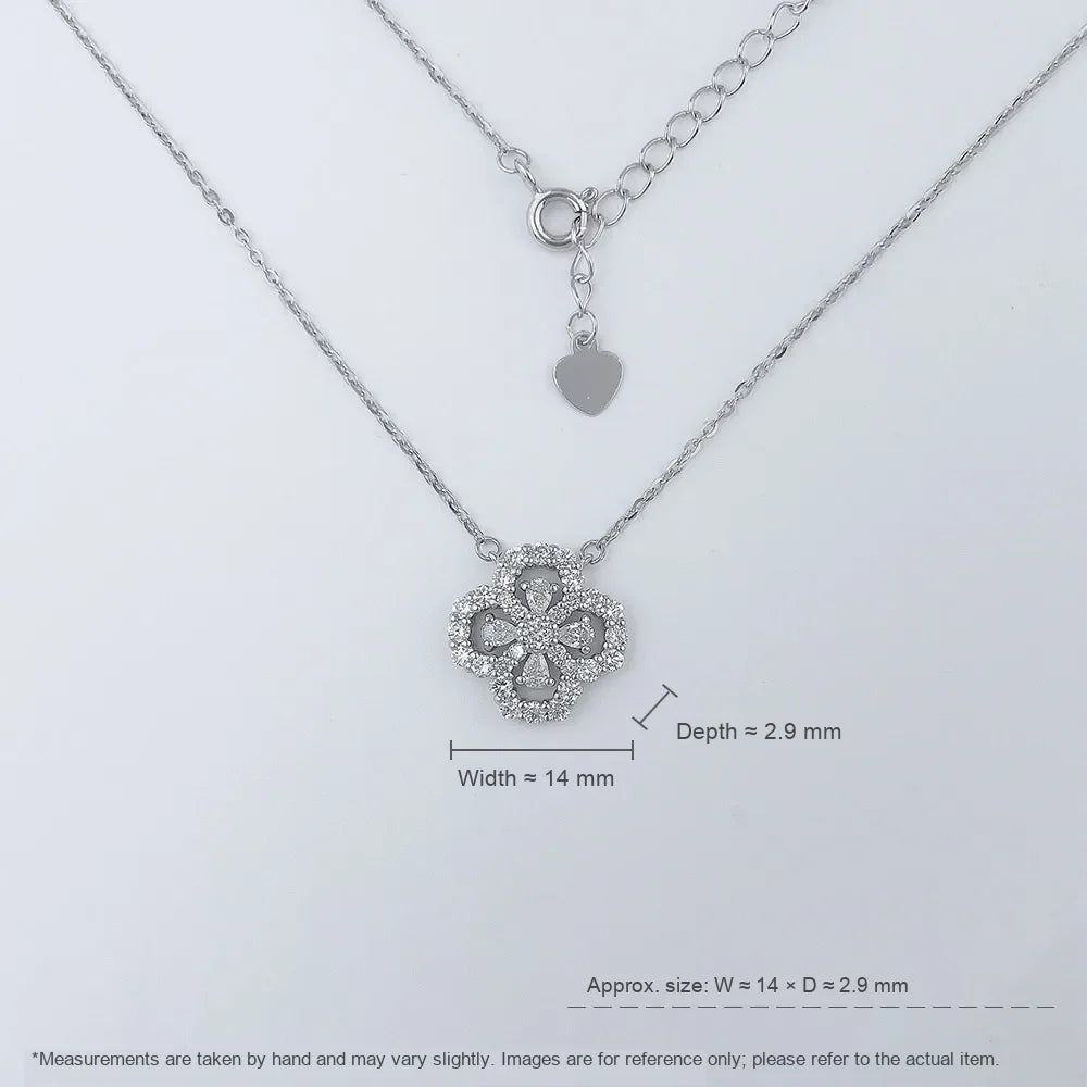 0.86 ctw Four-Leaf Clover Round-Cut Lab-Grown Diamond Necklace in 925 Sterling Silver – APYN0081-S