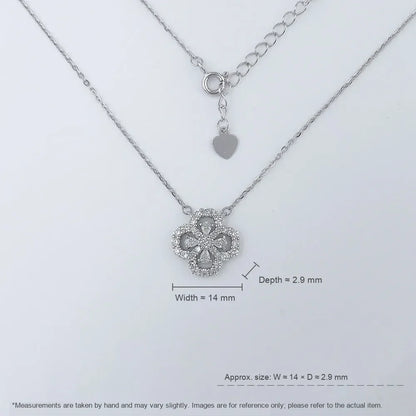 0.86 ctw Four-Leaf Clover Round-Cut Lab-Grown Diamond Necklace in 925 Sterling Silver – APYN0081-S