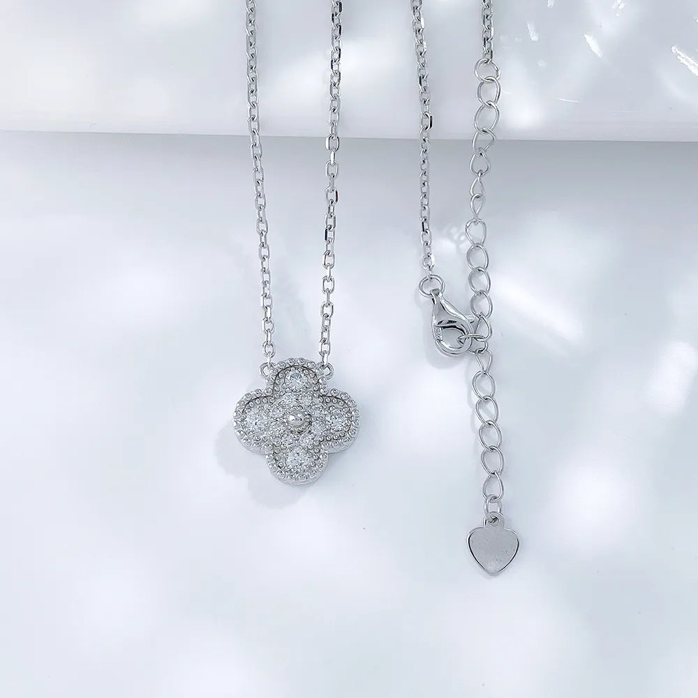 0.4 ctw Four-Leaf Clover Round-Cut Lab-Grown Diamond Necklace in 925 Sterling Silver – APYN0082-S