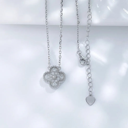 0.4 ctw Four-Leaf Clover Round-Cut Lab-Grown Diamond Necklace in 925 Sterling Silver – APYN0082-S
