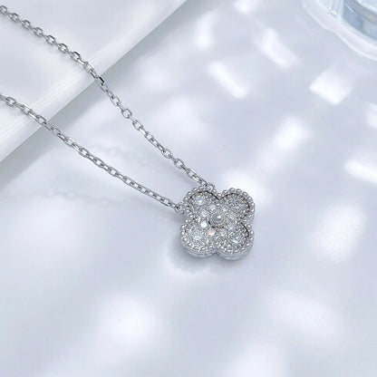 0.4 ctw Four-Leaf Clover Round-Cut Lab-Grown Diamond Necklace in 925 Sterling Silver – APYN0082-S