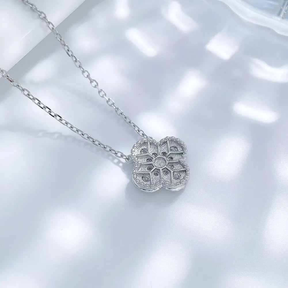 0.4 ctw Four-Leaf Clover Round-Cut Lab-Grown Diamond Necklace in 925 Sterling Silver – APYN0082-S