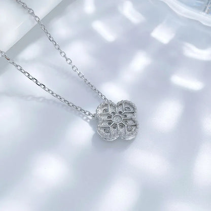 0.4 ctw Four-Leaf Clover Round-Cut Lab-Grown Diamond Necklace in 925 Sterling Silver – APYN0082-S