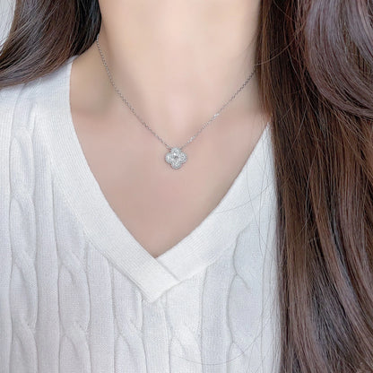 0.4 ctw Four-Leaf Clover Round-Cut Lab-Grown Diamond Necklace in 925 Sterling Silver – APYN0082-S