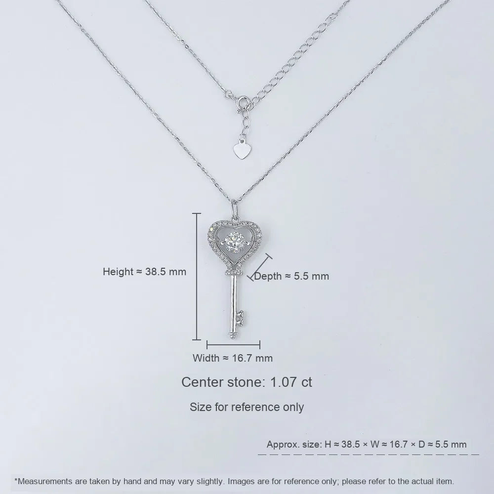 1.06 ct Heart Adjustable Round-Cut Lab-Grown Diamond Necklace in 925 Sterling Silver