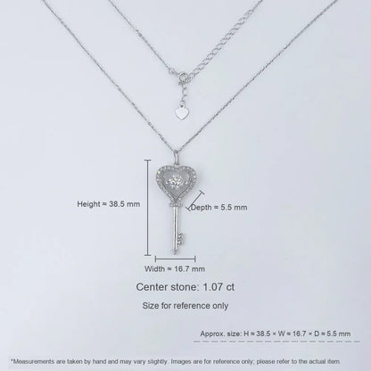 1.06 ct Heart Adjustable Round-Cut Lab-Grown Diamond Necklace in 925 Sterling Silver