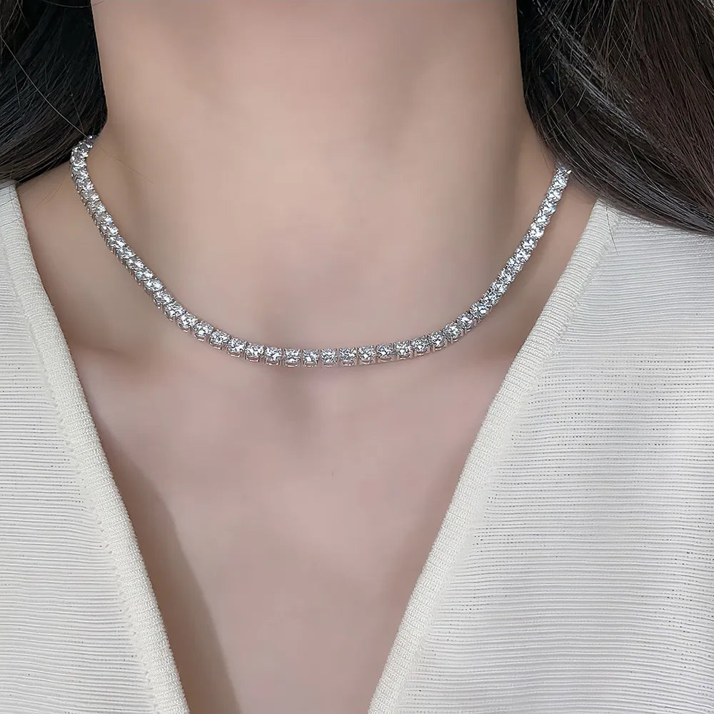 26.66 ctw Statement Round-Cut Lab-Grown Diamond Necklace in 18K White Gold – APYN0084-W