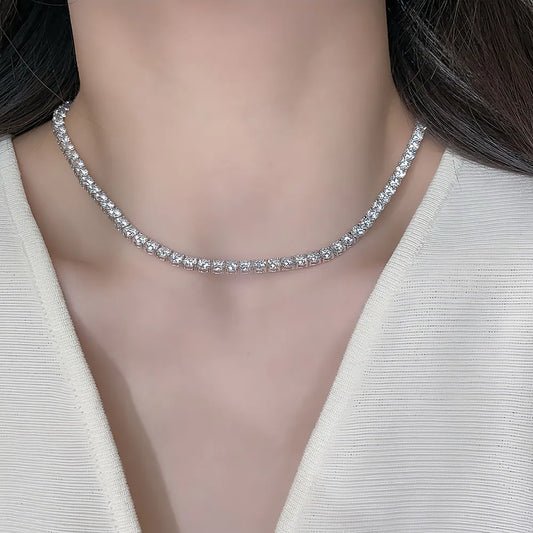 26.66 ctw Statement Round-Cut Lab-Grown Diamond Necklace in 18K White Gold – APYN0084-W