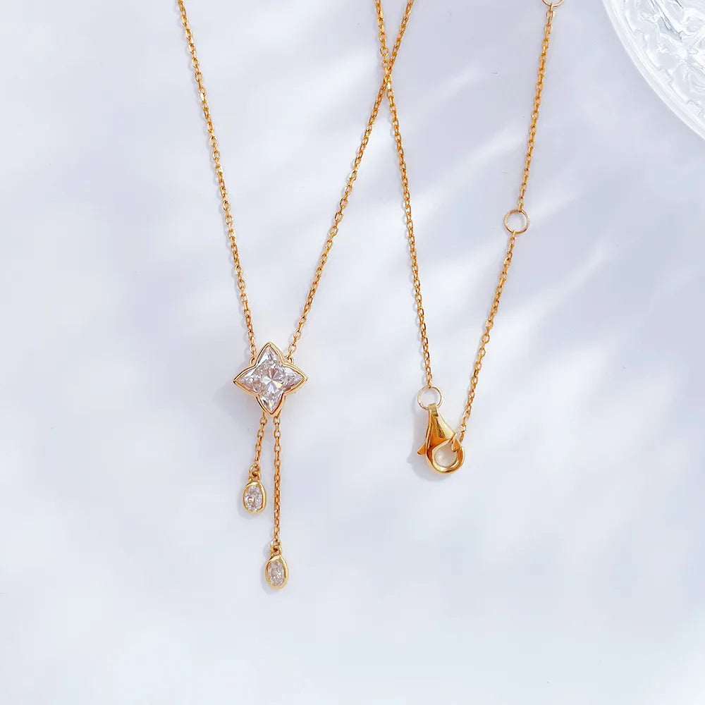 1.3 ct Celestial Adjustable Princess-Cut Lab-Grown Diamond Necklace in 18K Yellow Gold