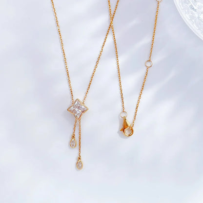 1.3 ct Celestial Adjustable Princess-Cut Lab-Grown Diamond Necklace in 18K Yellow Gold