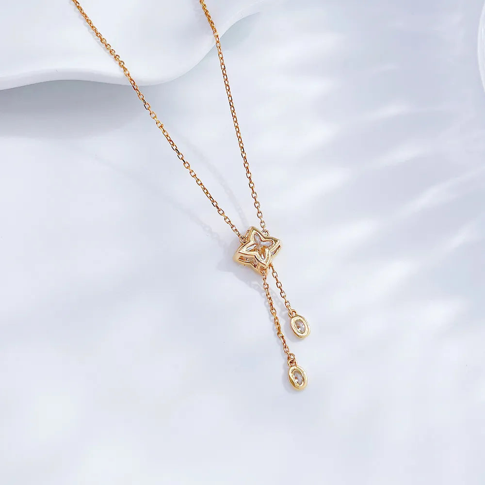 1.3 ct Celestial Adjustable Princess-Cut Lab-Grown Diamond Necklace in 18K Yellow Gold