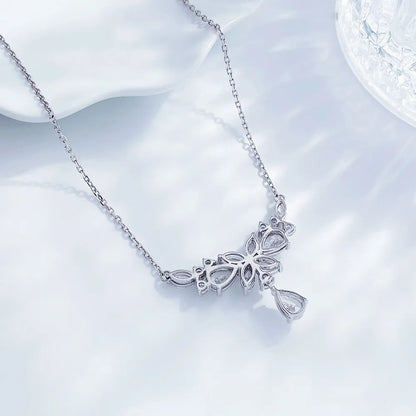 3.16 ctw Floral Cluster Pear-Cut Lab-Grown Diamond Necklace in PT950 Platinum