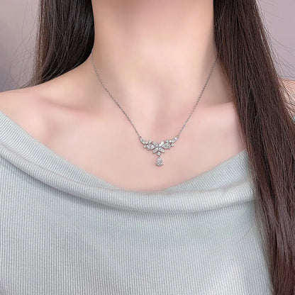 3.16 ctw Floral Cluster Pear-Cut Lab-Grown Diamond Necklace in PT950 Platinum