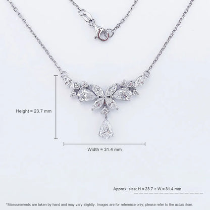 3.16 ctw Floral Cluster Pear-Cut Lab-Grown Diamond Necklace in PT950 Platinum