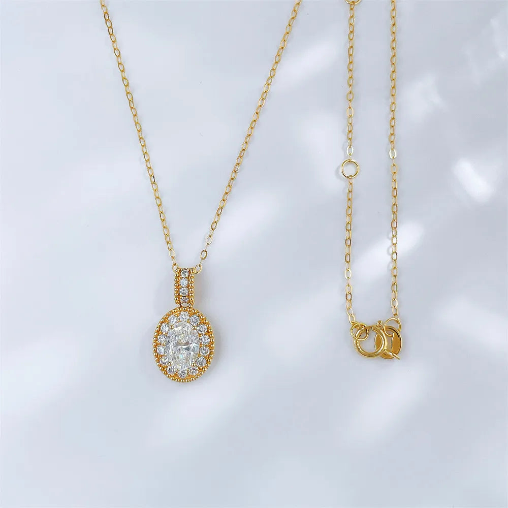 0.72 ct Celestial Oval-Cut Lab-Grown Diamond Necklace in 18K Yellow Gold