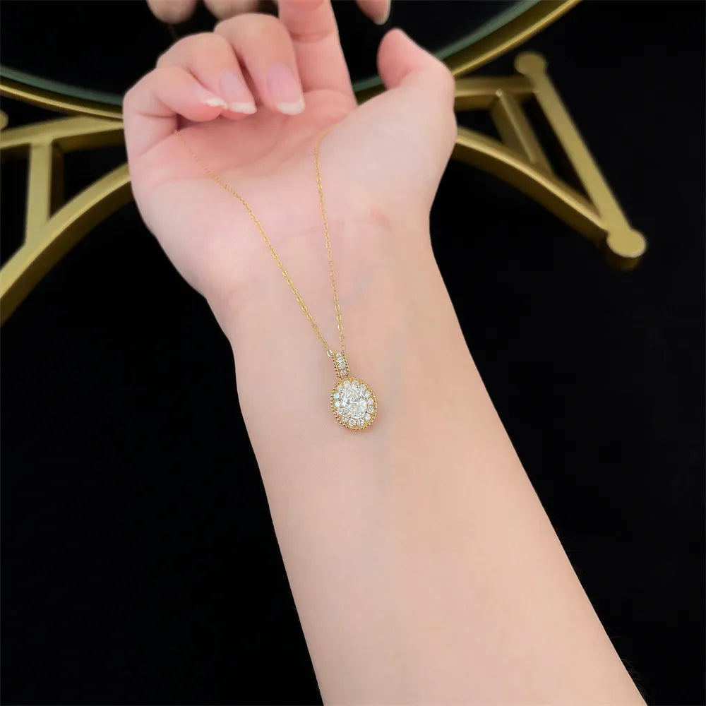 0.72 ct Celestial Oval-Cut Lab-Grown Diamond Necklace in 18K Yellow Gold