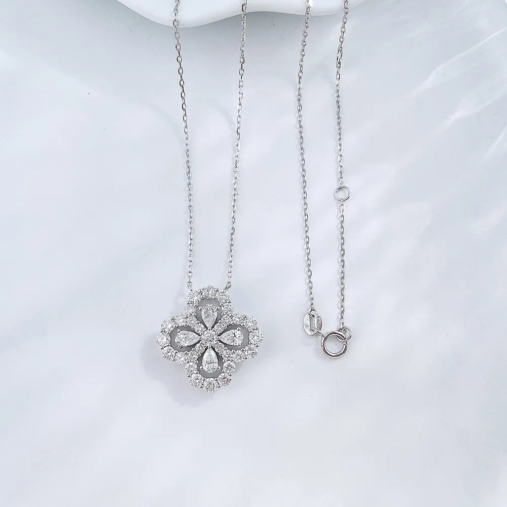 2.03 ctw Four-Leaf Clover Mixed-Cut Lab-Grown Diamond Necklace in 18K White Gold – APYN0089-W