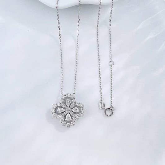 2.03 ctw Four-Leaf Clover Mixed-Cut Lab-Grown Diamond Necklace in 18K White Gold – APYN0089-W