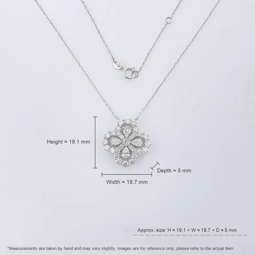 2.03 ctw Four-Leaf Clover Mixed-Cut Lab-Grown Diamond Necklace in 18K White Gold – APYN0089-W