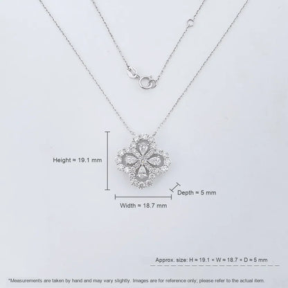 2.03 ctw Four-Leaf Clover Mixed-Cut Lab-Grown Diamond Necklace in 18K White Gold – APYN0089-W