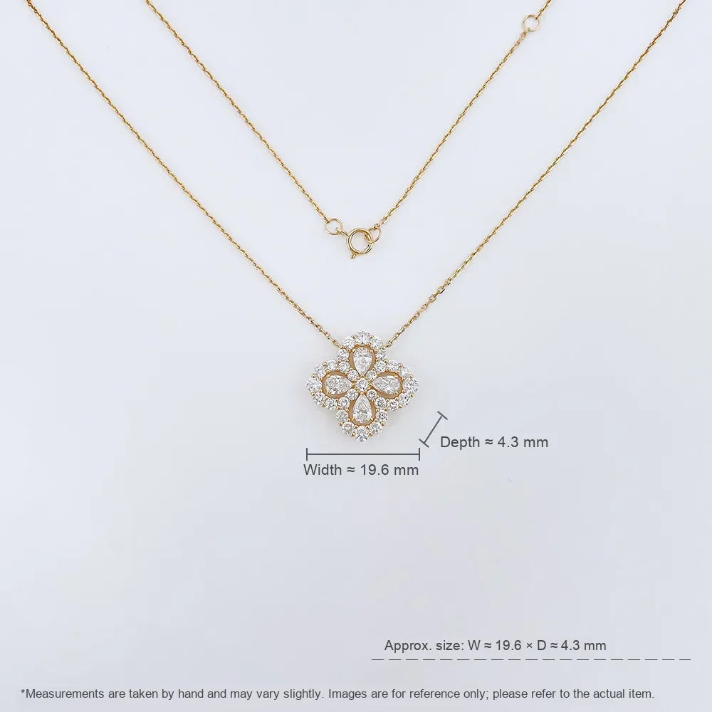 2.03 ctw Four-Leaf Clover Adjustable Mixed-Cut Lab-Grown Diamond Necklace in 18K Yellow Gold
